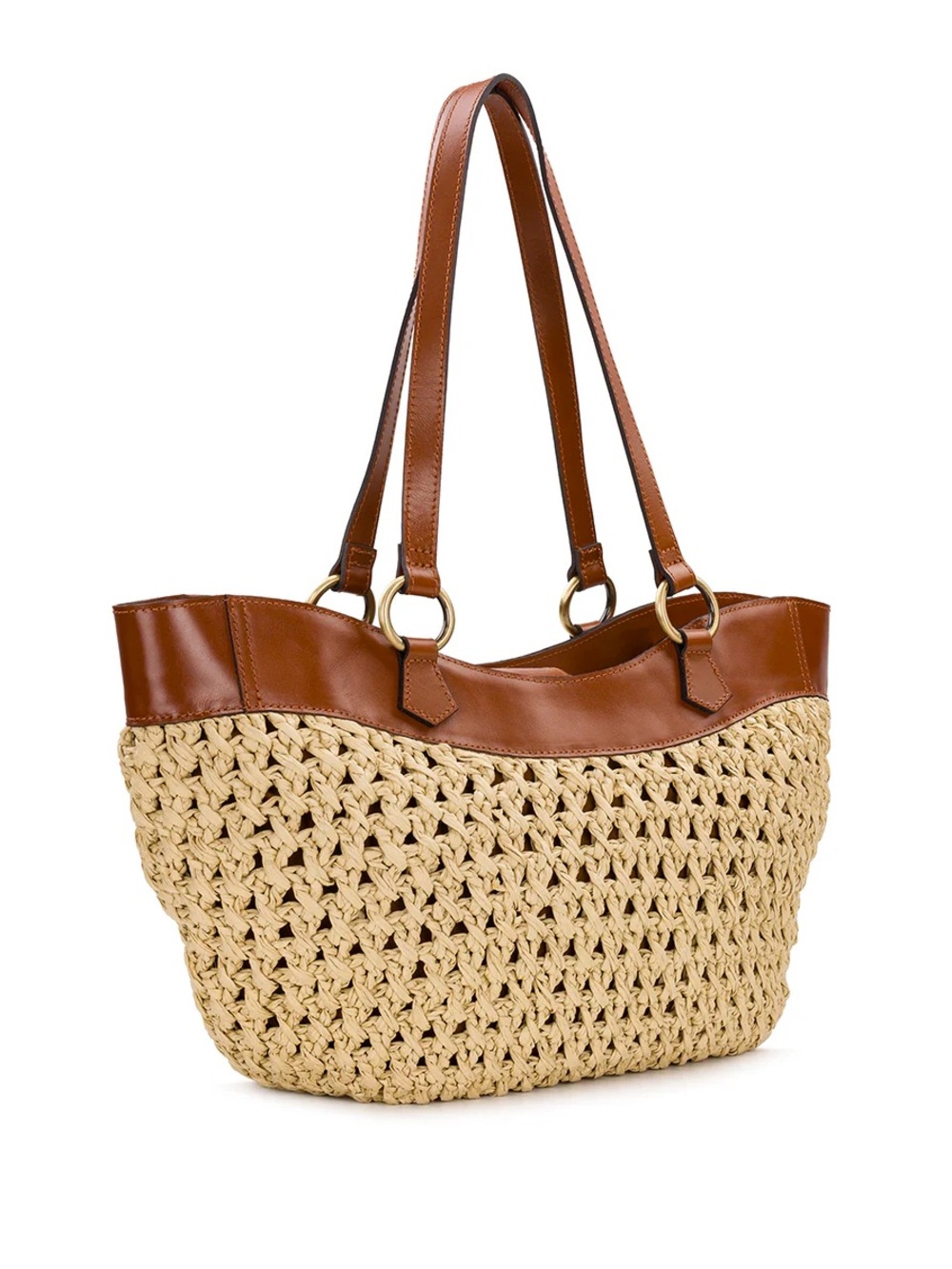 NWT Patricia Nash Meudon Woven Straw Tote Bag | Natural Tan Leather Shoulder Bag - Picture 3 of 4